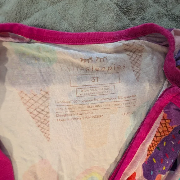 Little Sleepies Pink Ice Cream and Rainbow Kids Footie - Picture 2 of 2